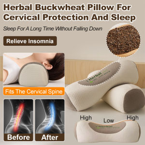 Ergonomic Buckwheat Neck Pillow Herbal Buckwheat Pillow Pain Relief Adjustable Height 3D Support Natural Hull Filling Breathabl