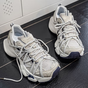 Mens Sport Shoes Casual Shock Absorption Youth Student Trendy High Sensation Fall Winter Low Help Glue Adhesive PU Shoe