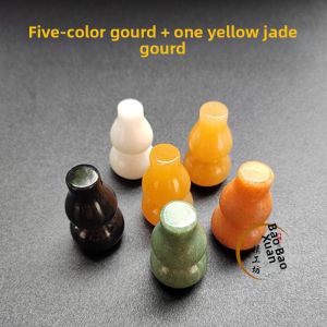 Yisheng | Five-Color Natural Yellowish Jade Gourd Figurine