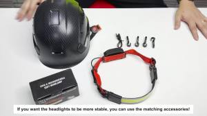 CE Carbon Fiber Safety Helmet With Led Headlight Strip and Taillight ABS ANSI Hard Hats Breathable Light Weight Fashion Helmets