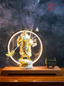 Attract Wealth Guan Gong Figurine Zen Style Office Living Room Decorations Creative Ivory Fruit Material Desktop Ornaments