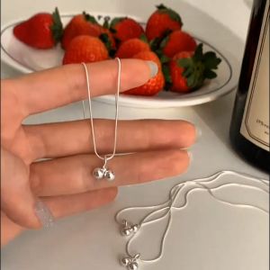 ❤️ 【Ready Stock&COD】Kalung-Kalung Ceri Perak S925 Liontin Ceri Kalung Metalik Ceruk Kelas Atas Wanita-anti karat