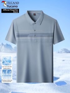 TUCANO | Summer New Ice Silk Striped T-shirt for Middle-aged Dads