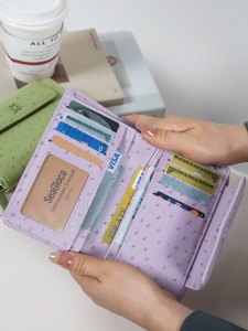 SeaGloca Textured with Box Lilac Zip Wallet Multi-Functional with Coin Pocket For Woman No 38