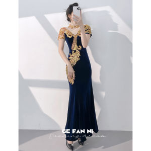 Elegant and Chinese-style Qipao Evening Dress Fish Tail Gown