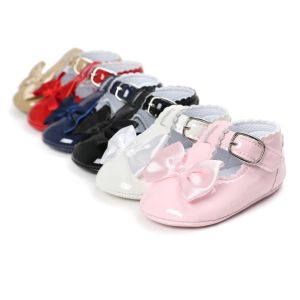 Meckior เด็กทารกรองเท้าคลาสสิก Bowknot ยาง Sole Anti-SLIP PU สาวรองเท้า First Walker เด็กวัยหัดเดินเปลรองเท้าเด็ก