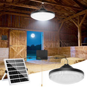 Solar Pendant Light For Garden Patio 3 Mode Vintage Solar Light With Pull Cord Separate Solar Panel 6000mAh Battery Shed Lamp