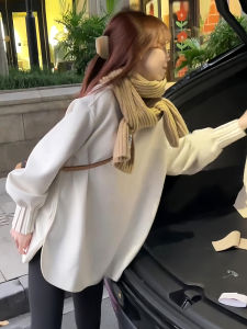 Loose Fit Womens Sweatshirt Accordion Pleat round Neck Mid-Length Autumn New Style Fashion Design Casual Comfortable Top