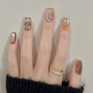 Wearable Short Nail Art Stickers 2025 Snake Year Fireworks Design Cat Eye Pattern Premium Quality White Enhancing Nail Patches