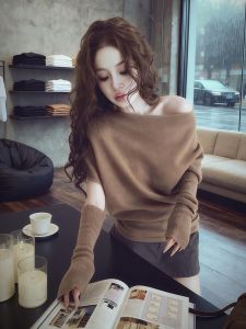 SHANGSHA | Chic Korean Style Kha Khaki Knit Top Summer