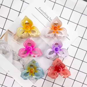 ELMORA | JP2096 Jepitan Jepit Rambut Tiga Kelopak Bunga Kamboja Flowers Jedai Akrilik FashionKorea