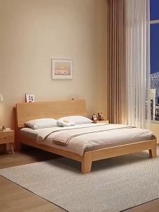 เตียงไม้เนื้อแข็ง เตียงไม้เนื้อแข็งสำหรับใช้ในบ้าน เตียงสไตล์โมเดิร์น เตียงเดี่ยว/เตียงคู่ มีขนาด 4/5/6 ฟุตให้เลือก bed