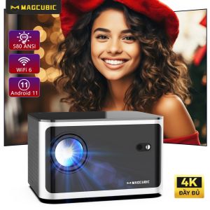 Máy Chiếu Magcubic 580ANSI 4K 1080P Tự Động Lấy Nét Android 11 Wifi6 Điều Khiển Bằng Giọng Nói Allwinner H7 BT5.0 Rạp Chiếu Phim Tại Gia HY350 Pro LED