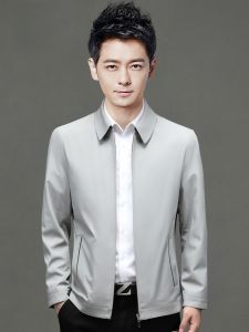 ROMON | Lormen Mens Casual Jacket Spring Autumn New Style Mid-aged Dad Business Casual Turn-down Collar Administrative Official Coat