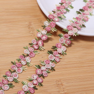 2Yards 2cm Colored Embroidered Flower Lace Trim Wedding Dress Ribbon Trimming DIY Craft Water Soluble Sewing Clothes Accessories