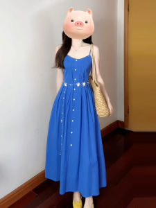 BeautyMark | Váy dài không tay màu xanh đẹp đến kinh hoàng cho nữ mùa hè 2025 Váy dài đi biển Váy dài cotton phong cách ngọt ngào cho nữ