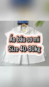 Áo bầu công sở sơ mi màu trắng HANNA dễ thương có size từ 40 đến 80kg vải lụa cao cấp thoáng mát mùa hè không nhăn