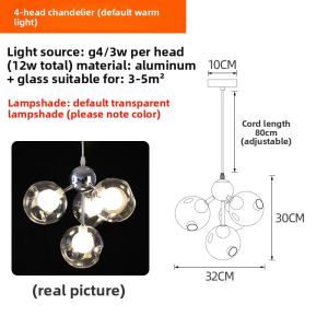 QIANYUE | Creative Glass Bubble Ball Restaurant Pendant Light