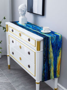 Nordic Style Large Size Table Flag Home Use Dining Table Cloth Vincent Van Gogh Starry Night Oil Painting Desktop Curtain