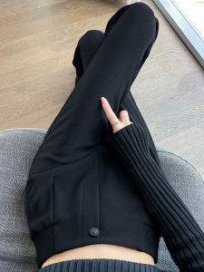 Black High Waist Straight Leg Wide Leg Suit Pants Womens Casual Trousers Spring Autumn New Style Slimming Drapey Jeans