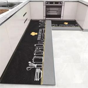 VIKAMA Kitchen Oil-Proof And Water-Proof Crystal Velvet Floor Mat Household Washable Long Dirt-Resistant Carpet Home Decor