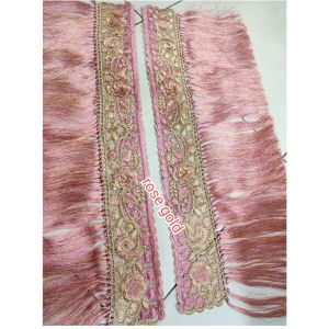 Kain Renda bordir rumbai pinggiran selendang songket/Bahan Renda ujung songket (hrg per set)