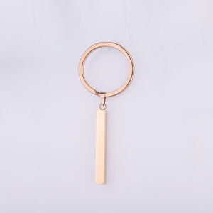 Stainless Steel 3D Geometric Long Bar Keychain Personalized Key Holder Creative Gift Key Accessories Solid Color Car Brand Series