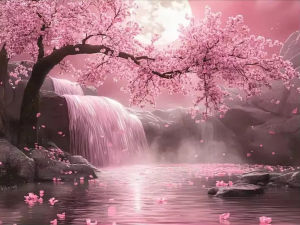 500 1000 1200 2000pcs Jigsaw Puzzle Cherry Blossom Waterfall Landscape Tree Scene For Adults Home Decor Family Game Gift