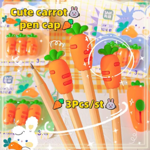 3Pcs/Set Cute Pencil Caps Cat Paw Soft Carrot Pencil Extender Eraser Pen Cover Creative Student Stationery