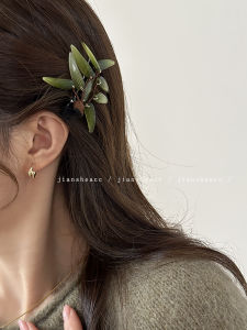 Chinese Ancient Style New Chinese Bamboo Leaf Barrettes Fairy Beautiful Han Dynasty Side Clip Bangs Duckbill Clip Hairpin 2024 New Guo Feng Headdress