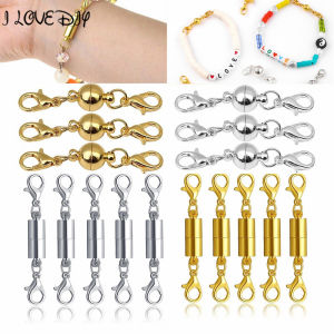 5Pairs Gold Silver Magnetic Buckle Necklace Bracelet Chain Connector Lock with Lobster Clasp for Jewelry DIY Making Accessories