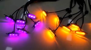 Bộ đèn Led mặt ga lăng tản nhiệt cho ô tô dùng App chớp nháy 3 màu kiểu police điện áp 12v