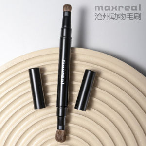 Portable Travel Size Retractable Eyeshadow Brush Soft Horse Hair Double Headed Eye Makeup Brush for Detail Coloring And Concealment