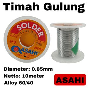 Timah Solder Asahi 0.85mm 10M Timah Gulung 0.85 mm 10 Meter Grade 60/40 Alloy