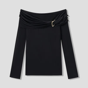 Designer Asymmetric Shoulder Summer Slimming Womens Top