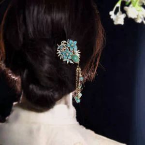 Original Design Blue Step Roar Hairpin Qing Dynasty Style Side Clip Traditional Chinese Fashion Accessory for Wedding And Party