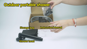 WOWER Upgraded Portable Camping Shower 4000mAh USB Rechargeable IPX8 Waterproof Outdoor Electric Pump with Battery Display High Pressure Adjustable Flow Shower Head for Travel