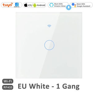 EU 1/2/3/4 Gang EU WiFi RF 433mhz Smart Wireless Touch Wall Light with Switch 220V with no Neutral Work With Tuya Alexa Google