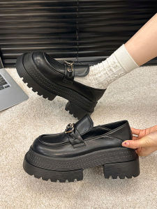 Womens Fashion Thick Bottom round Toe High Heels Single Shoes Spring New Style Comfortable All-Match British Style Leather Shoes