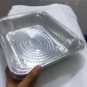 Combo 10-50 Khay Nhôm Khay giấy bạc 1 ngăn 3500ml Có Nắp Đựng Thực Phẩm Đồ Nướng