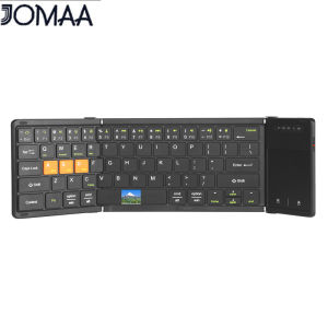 Jomaa Bluetooth Foldable Keyboard with Touchpad Rechargable Tri-Folding Wireless Keyboard Pocket Size for Travel