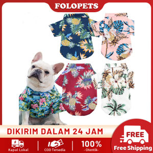 FOLOPETS Baju Anjing Kucing Aloha Hawai | Kemeja T-Shirt Motif Pantai Santai - Kostum Lucu Flanel Pet - Baju Lucu Kucing Anjing Kemeja Flanel Motif Pantai Santai