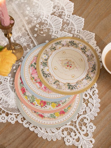 French Style round Leather Dining Mat Waterproof Oil Resistant No Wash Table Pad Country Atmosphere Anti Slip Heat Insulation