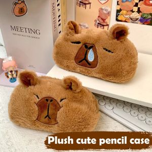 ROLL Capybara Pen Bag Plush Large Capacity Stationery Bag Creative Multifunctional Pencil Case Student