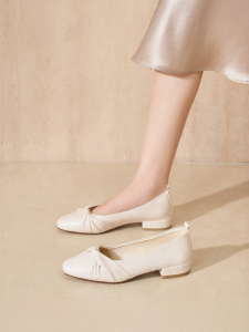 Josiny | French Style Low-cut Square Toe Chunky Heel Shoes