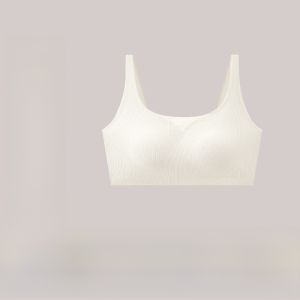 HUACHENGSHI | Summer Thin Strap U-Shape Back Bralette Womens Underwear Integrated Chest Pad Anti-Light Inner Wear Bra Nylon Fabric Pure Color