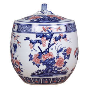Large Hand-painted Antique Style Ceramic Tea Caddy