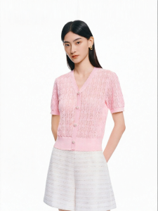 Koradior | Lace Hollow Knitwear French Style Short Sleeve Blouse