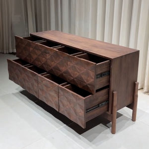 New Chinese Style Black Walnut Wood Sideboard Cabinet Eight Drawer Home Living Room Solid Wood Entrance Tea Room Storage Cabinet