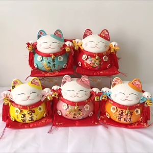 Ceramic Lucky Cat Fortune Cat Good Luck Feng Shui Gift Piggy Bank Home Decoration 陶瓷招财猫 开运纳福 存钱罐 财运滚滚 聚宝盆 开业礼物 家居装饰